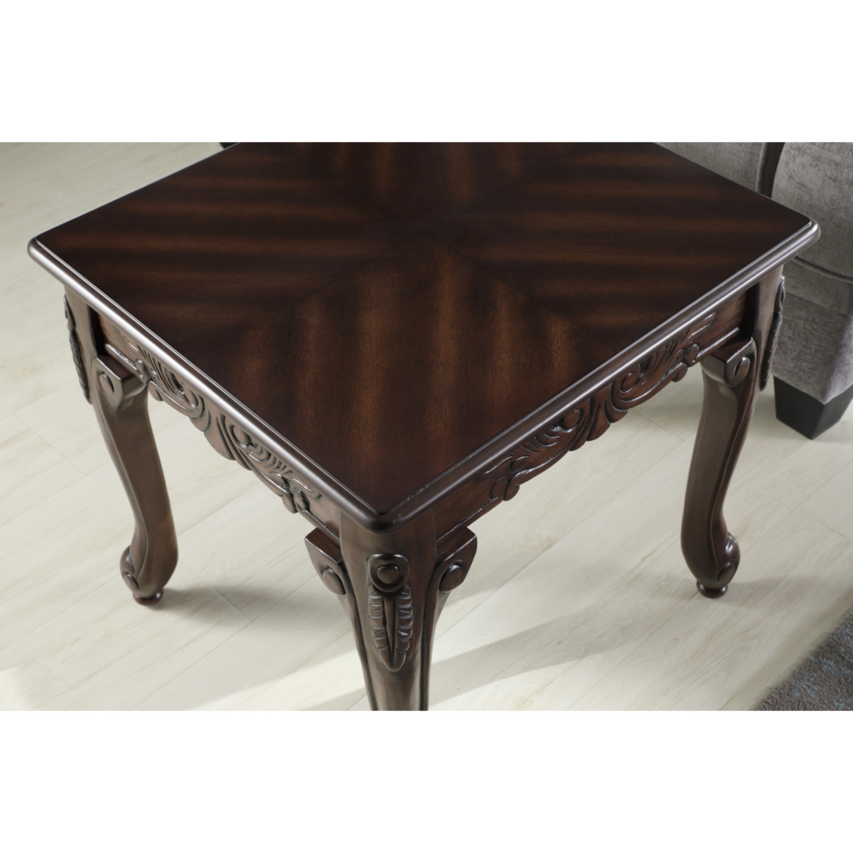 Streamdale Ornate Detailing Dark Cherry Finish Wood End Table