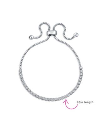 Cubic Zirconia CZ Slide Bolo Style Tennis Bracelet Rose Gold Silver Plated Brass Adjustable