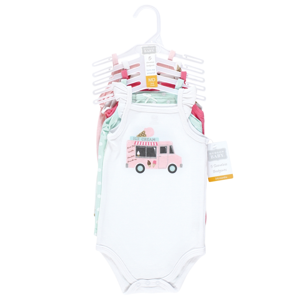 Hudson Baby Baby Girls Cotton Sleeveless Bodysuits Ice Cream Truck