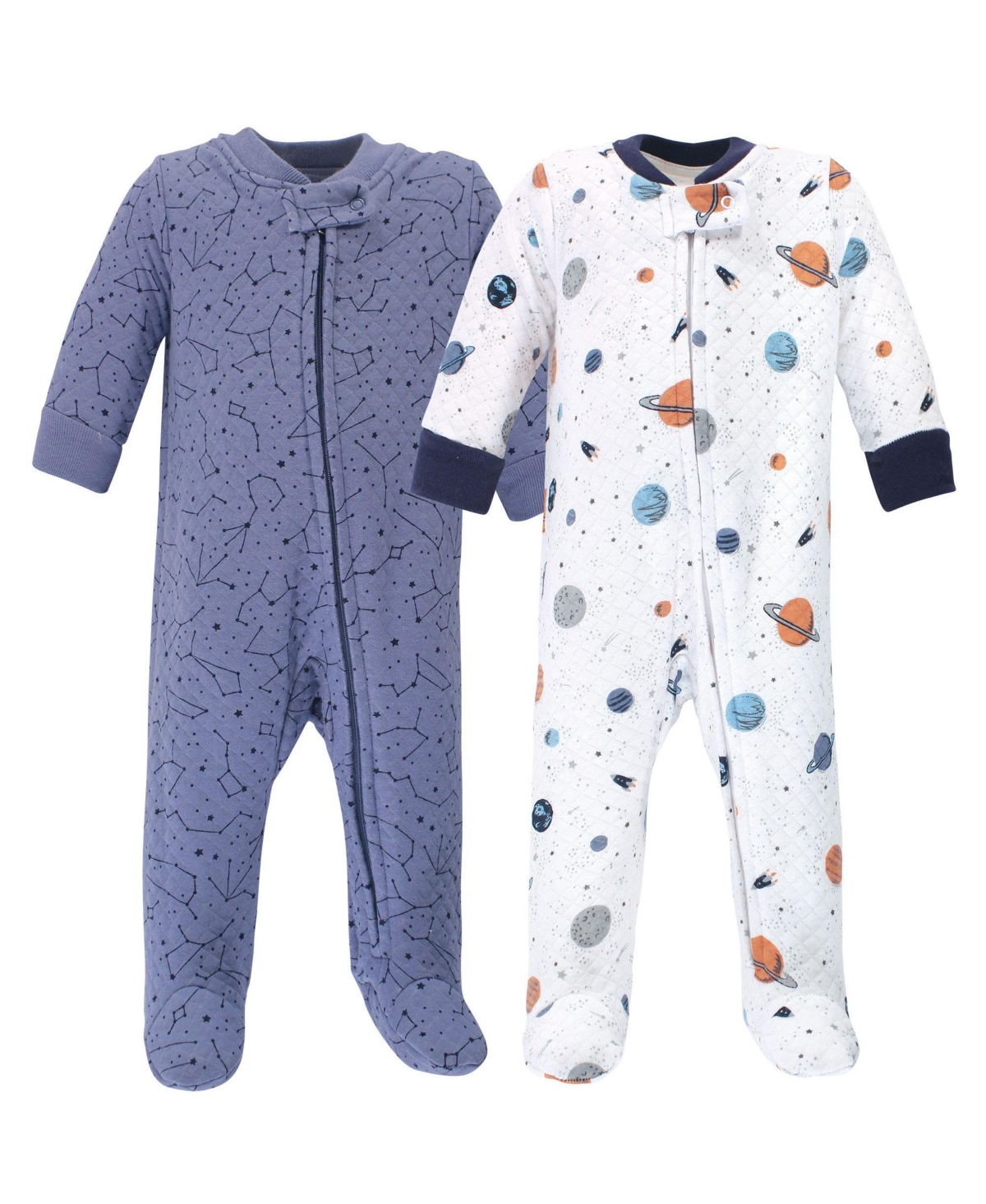 Hudson Baby Baby Girls Premium Quilted Zipper Sleep and Play 2pk, Pink Safari