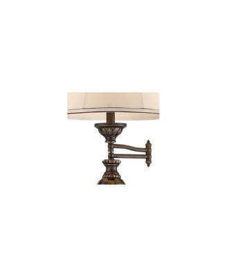 Mulholland Rustic Vintage like  Swing Arm Floor Lamp Standing 61" Tall Bronze Marble Font Ivory Faux Silk Drum Shade Decor for Living Room Reading House Bedroom Home Family Office - Kathy Ireland