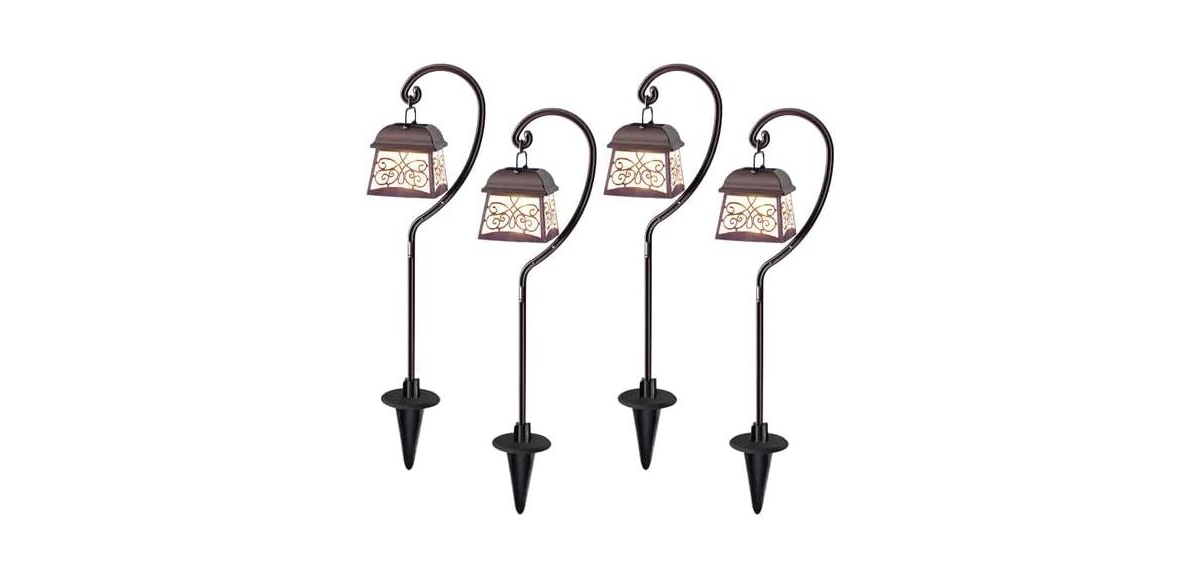 4 Pack Hanging Solar Coach Lights - Brown