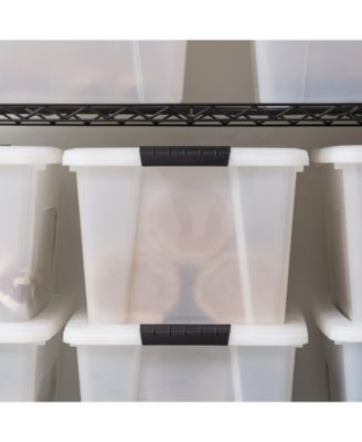 USA 8 Pack 33 Quart Stackable Plastic Storage Bins with Lids and Latching Buckles, Pearl, Containers with Lids and Latches