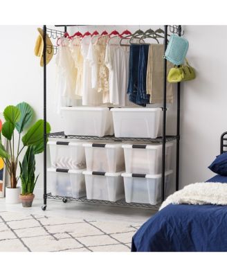 USA 8 Pack 33 Quart Stackable Plastic Storage Bins with Lids and Latching Buckles, Pearl, Containers with Lids and Latches