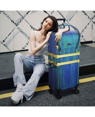 Malachite Green Makeup Train Case Lockable Rolling Cosmetic Trolley