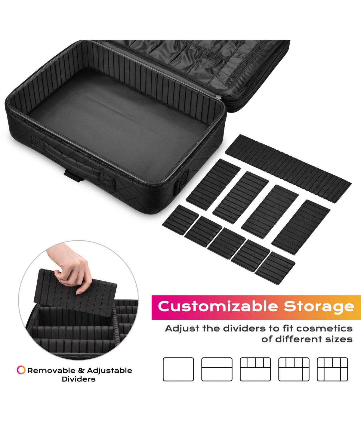 Byootique Portable Makeup Train Case Cosmetic Organizer Brush Holder Travel Bag