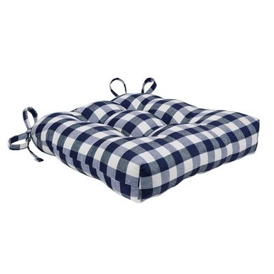 Country Living Gingham Plaid Checkered Country Farmhouse Chair Cushion Pads - 6 Piece  16 in. L x 15 in. W x 3.5 in. D