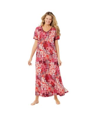 Plus Size Dreams and Co. V-Neck Short Sleeve Maxi Lounger