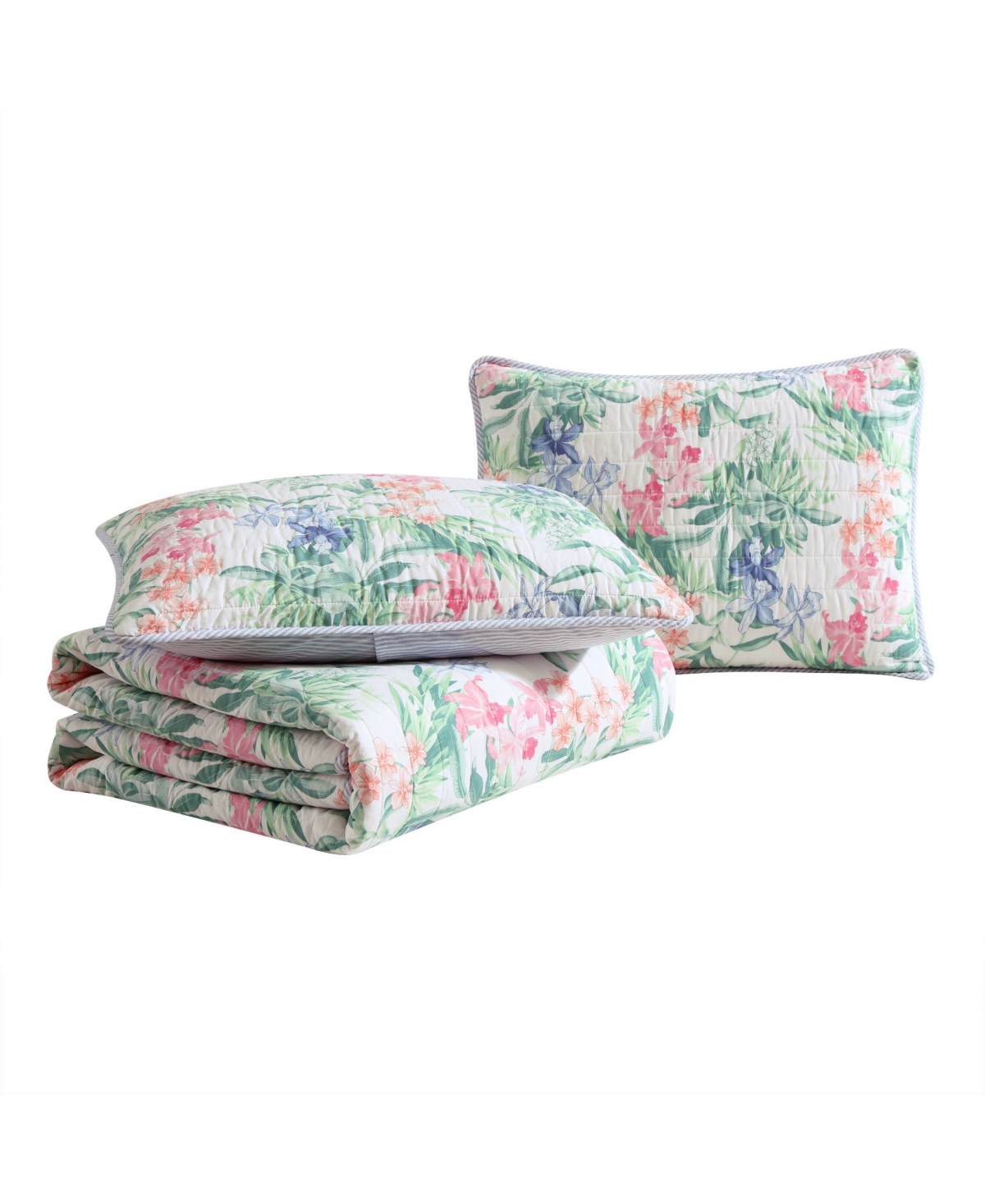 Tommy Bahama Home Closeout!  Island Orchid Reversible 2 Piece Quilt Set, Twin In Pink,blue