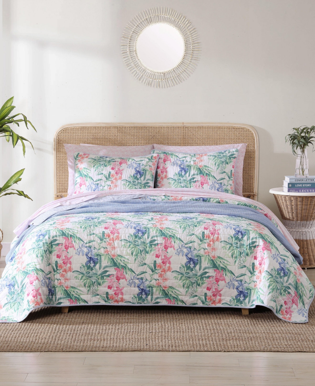 Tommy Bahama Home Closeout!  Island Orchid Reversible 2 Piece Quilt Set, Twin In Pink,blue