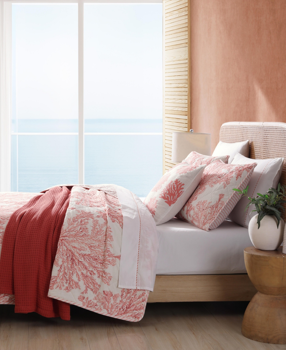 Tommy Bahama Home Coral Garden Reversible 2 Piece Quilt Set, Twin In Rose Coral