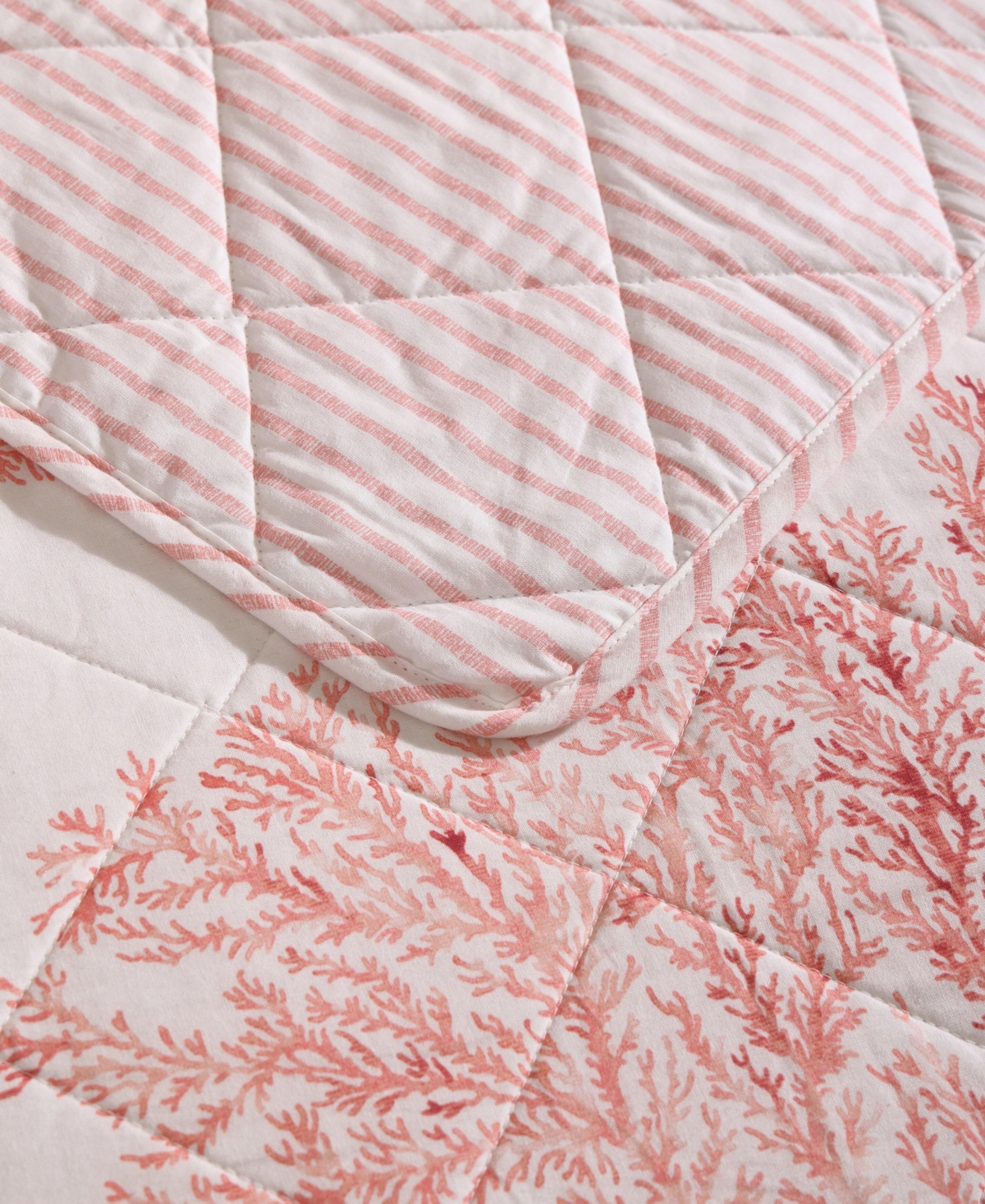 Tommy Bahama Home Coral Garden Reversible 2 Piece Quilt Set, Twin In Rose Coral