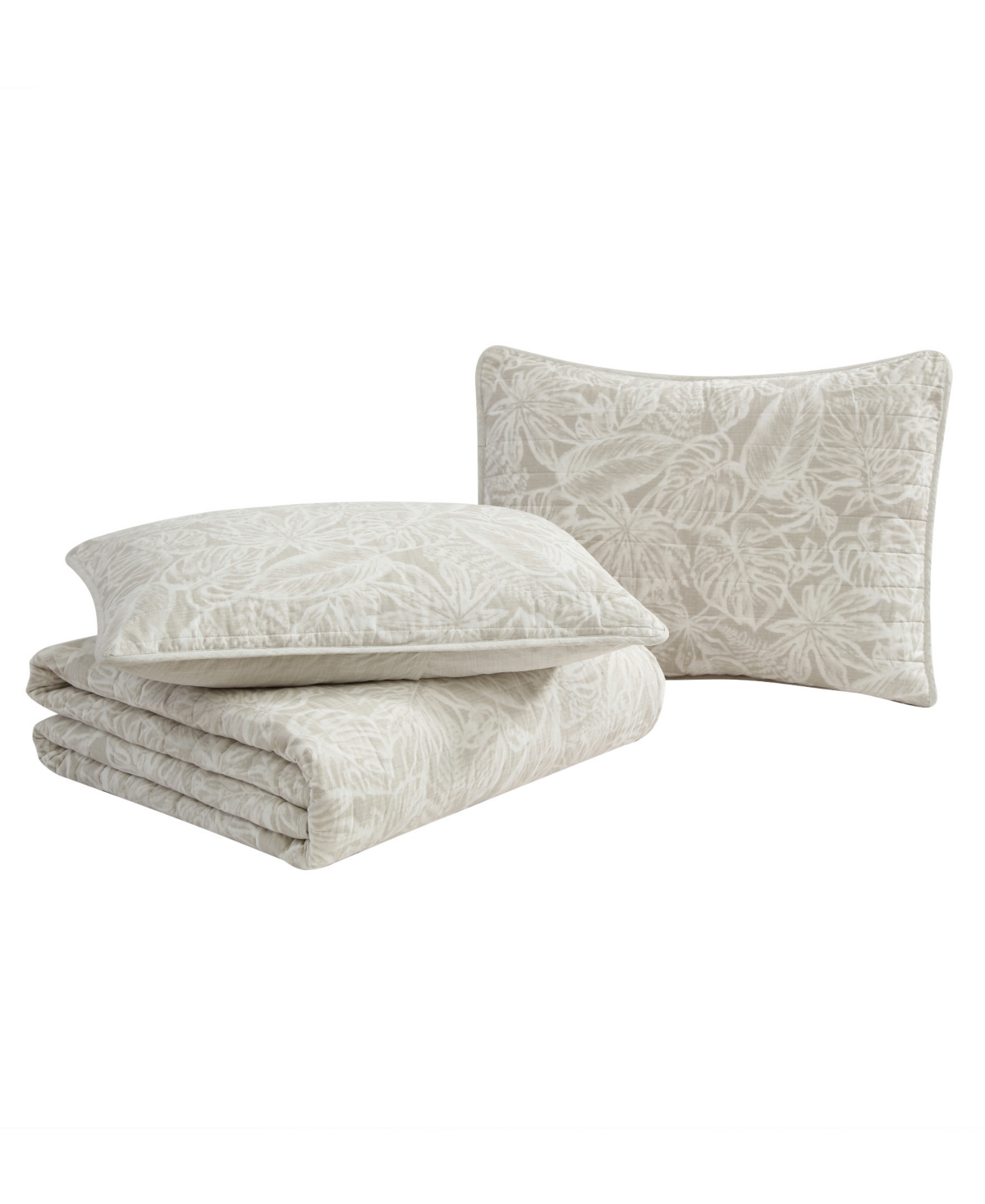Tommy Bahama Home Ocean Deep Reversible 3 Piece Quilt Set, King In Beige