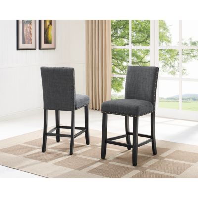 Fabric Counter Height Stools with Nailhead Trim, Set of 2