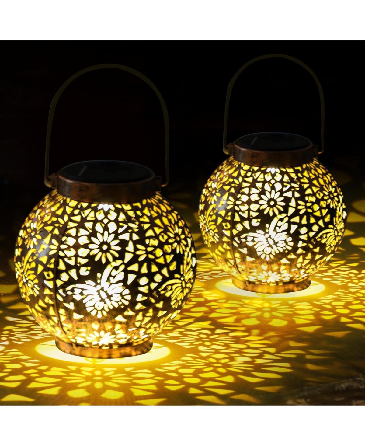 Maggift 2-Pack Halloween Solar Lantern Outdoor Waterproof Garden Decor