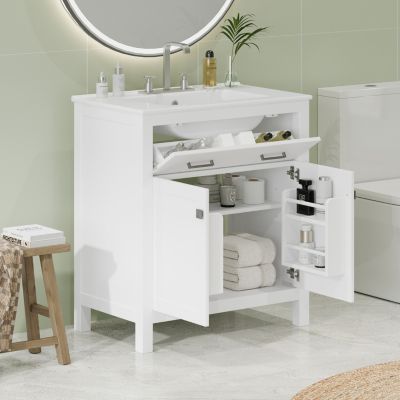 30" x 18.3" x 33.59". Elegant 30-inch Modern Bathroom Vanity with Ample Storage