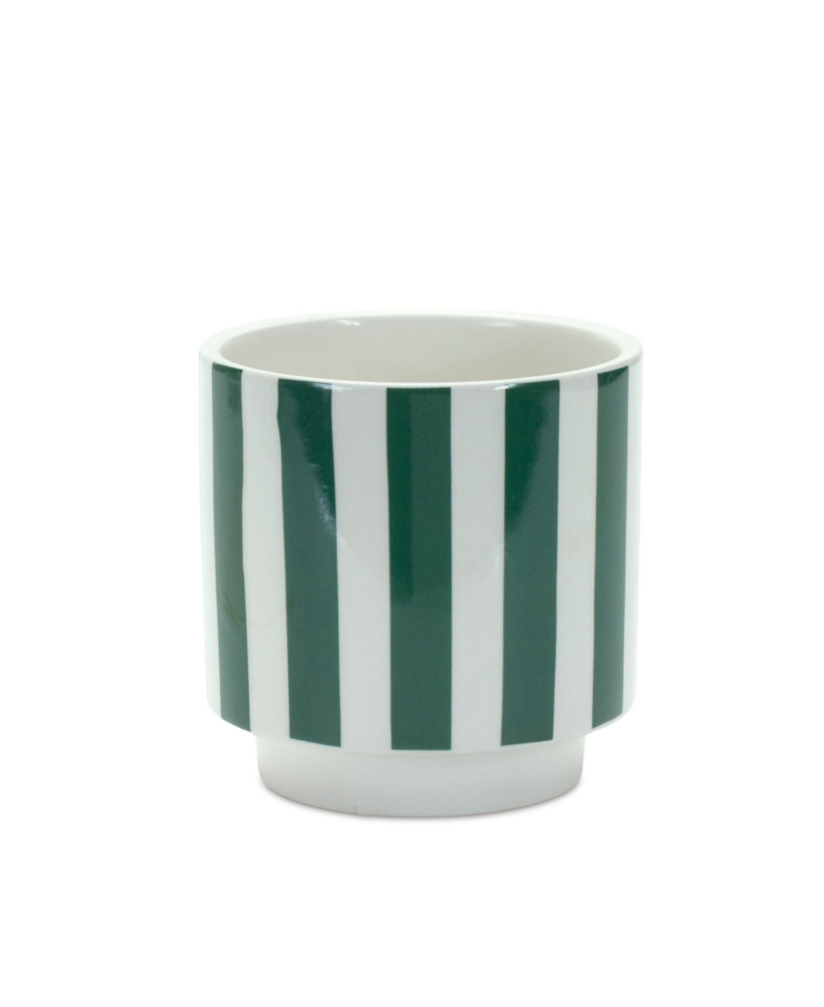 Slickblue Set of 2and White Striped Planters for Vibrant Indoor and Outdoor Decor - Green, White