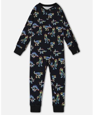 Deux Par Deux Organic Cotton One Piece Pajama - Printed Dinosaurs