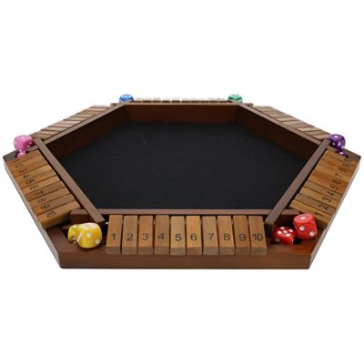 6 Player 14 in. Shut The Box Board Game, Walnut Stained Wood