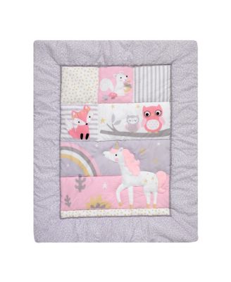 Rainbow Unicorn Pink/Purple 4-Piece Baby Crib Bedding Set
