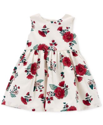 Carter's - Baby Girls Floral-Print Sateen Holiday Dress