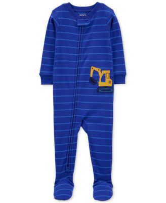 Carter's - Baby Boys One-Piece Striped Construction Cotton Footed Pajamas