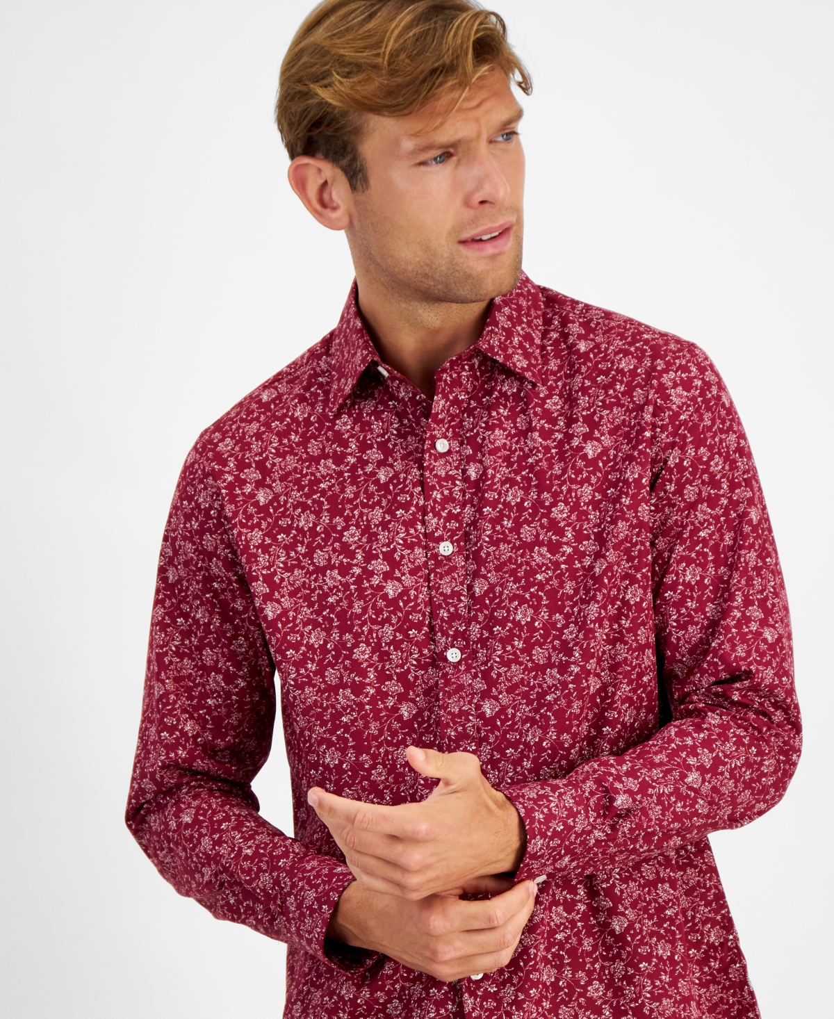 Club Room Men's Stanley Woven Floral Shirt, Created for Macy's