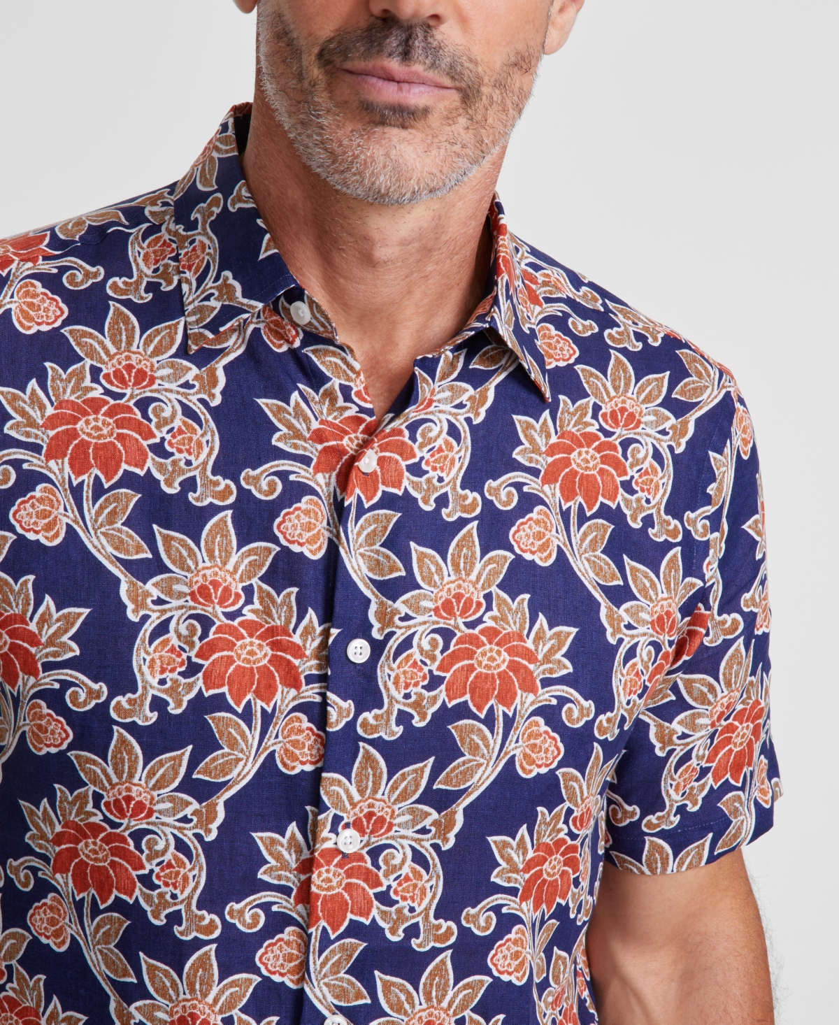 Club Room Men's Hunter Floral Linen Shirt, Created for Macy's