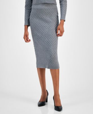 Anne Klein - Petite Diamond-Stitch Knit Skirt
