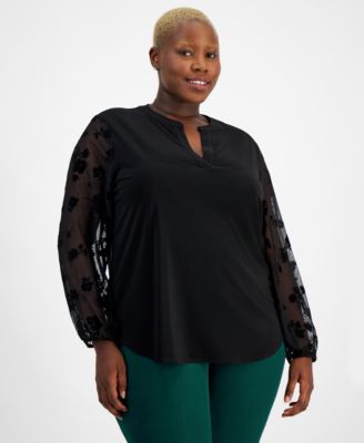 Anna-Kaci Vertical Stripe Flutter Sleeve Blouse with Split Neck Contrast Panel