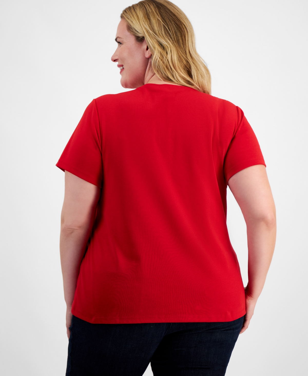 Holiday Lane Plus Size Holiday Anchor Short-Sleeve Top, Created for Macy's