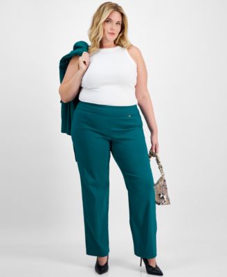 I.N.C. International Concepts - Plus Size Mid-Rise Pull-On Straight-Leg Pants