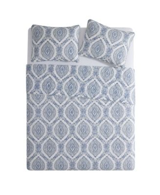 Sea Damask 3-Piece Quilt Set, Full/Queen