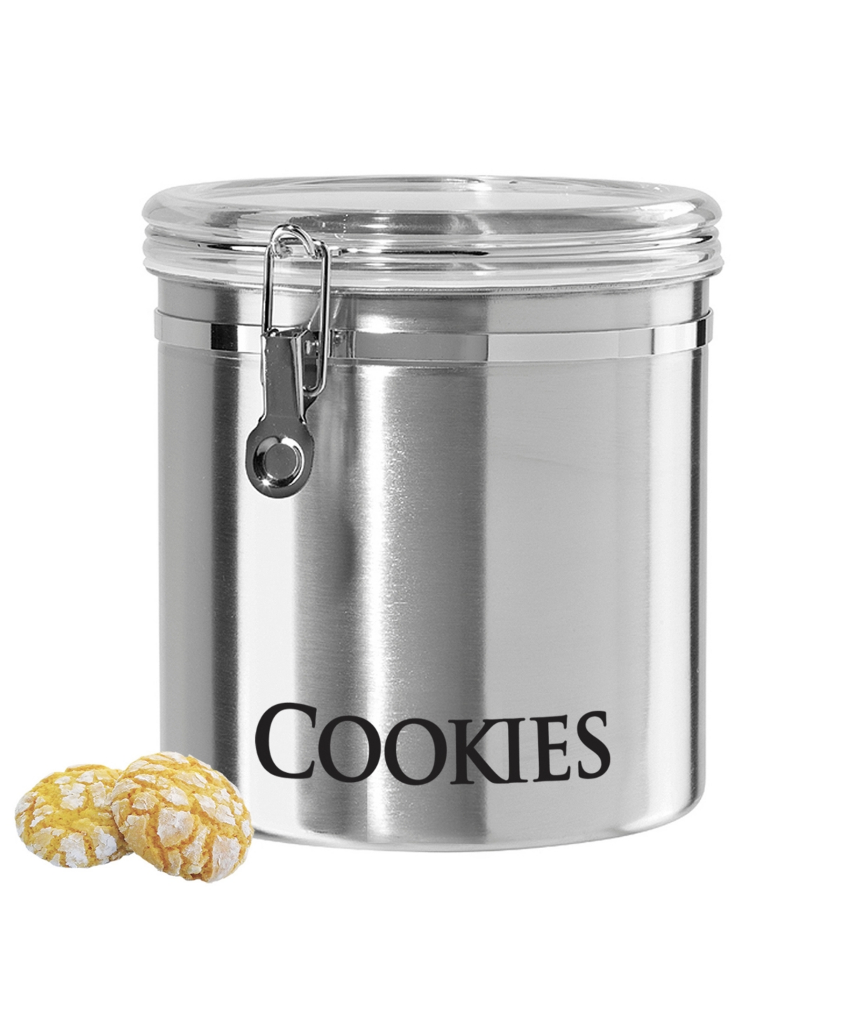 150oz Jumbo Stainless Steel "Cookies" Clamp Canister - Stainless Steel