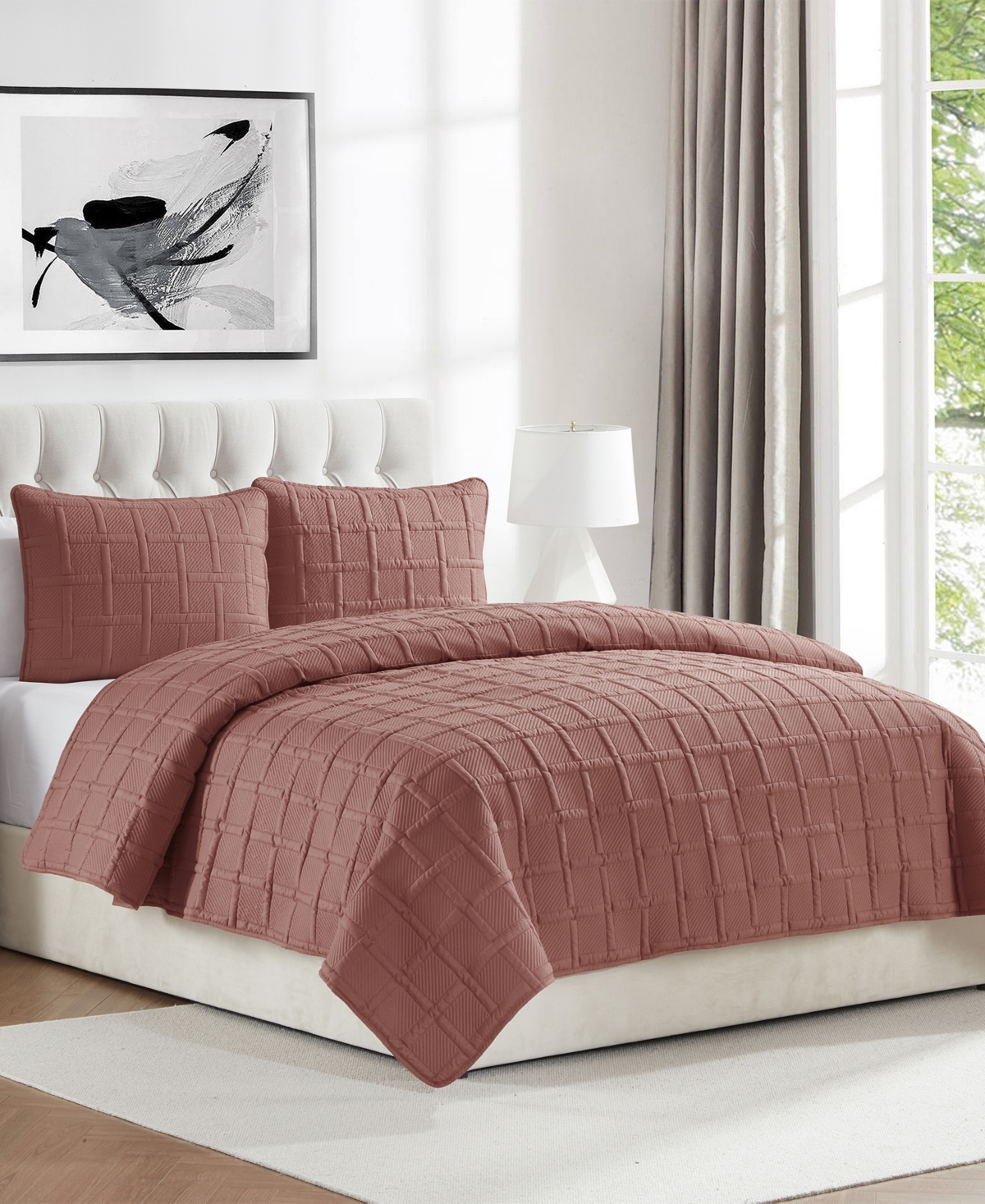 Vcny Home Solid Square 3-Piece Quilt Set,