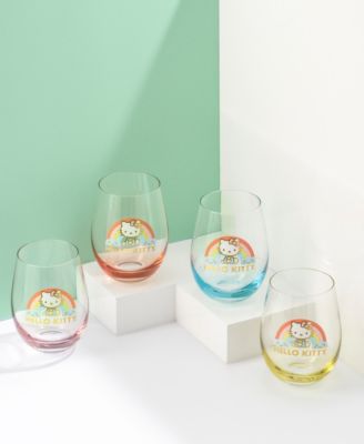 Hello Kitty Sweet Rainbow Stemless Drinking Glasses, Set of 4