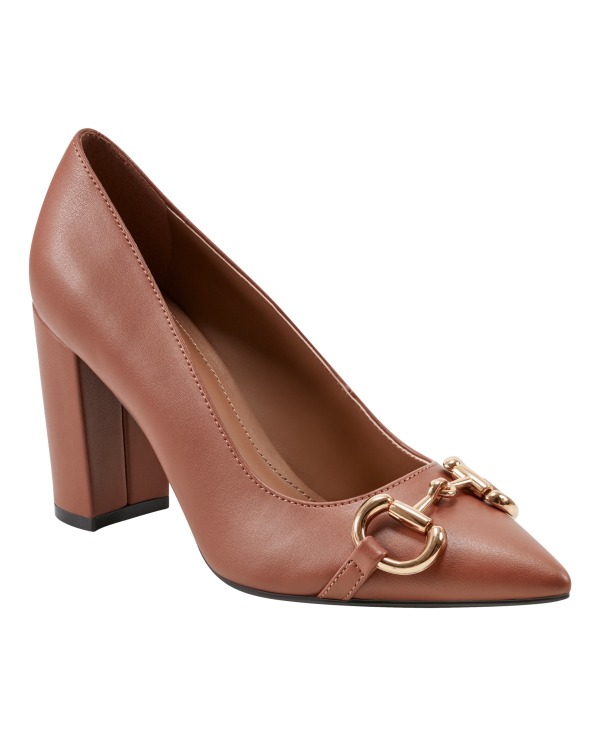 Women's Gruff Bit High Block Heel Pumps - Cognac