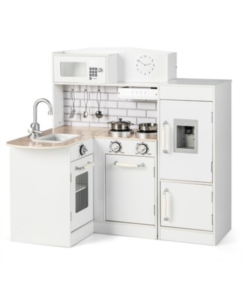 Детский игровой набор Costway Wooden Corner Kitchen Playset, Ages 3+, цвет: Белый