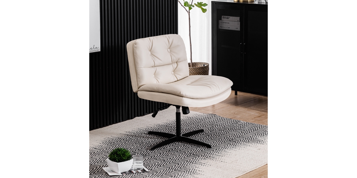 Streamdale Furniture Large Size Armless Home Office Desk Chair Vanity Chair No Wheels