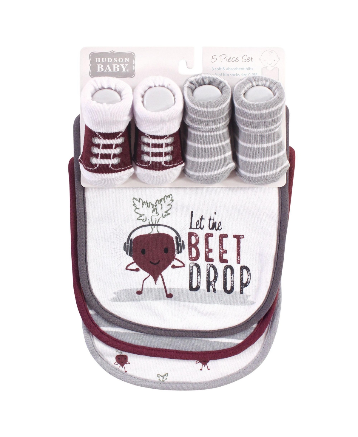 Hudson Baby Infant Girl Cotton Bib and Sock Set 5pk, Lady Bug, One Size