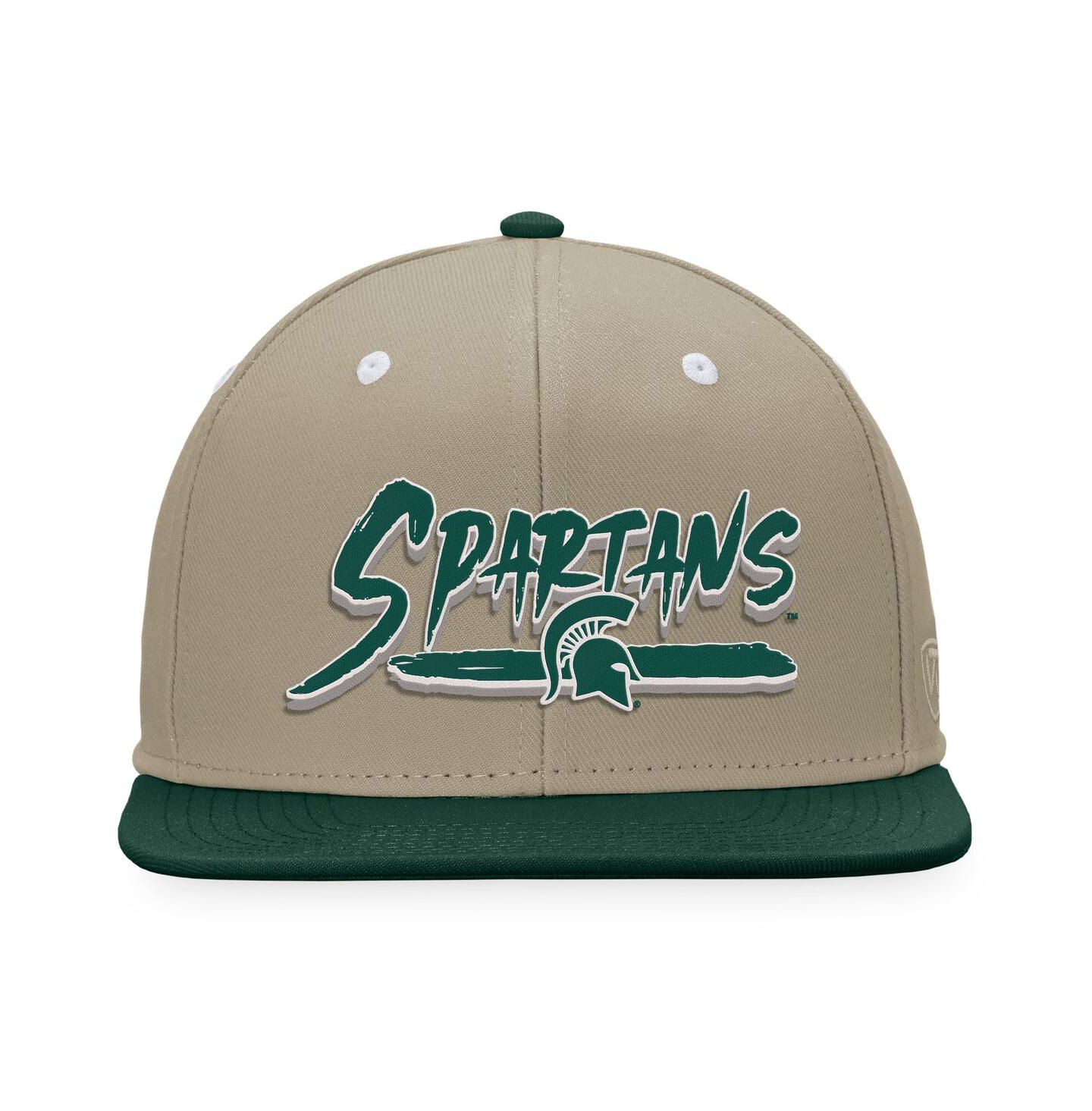 Мужская кепка Top of the World Khaki/Green Michigan State Spartans Land Snapback Hat — фото 2