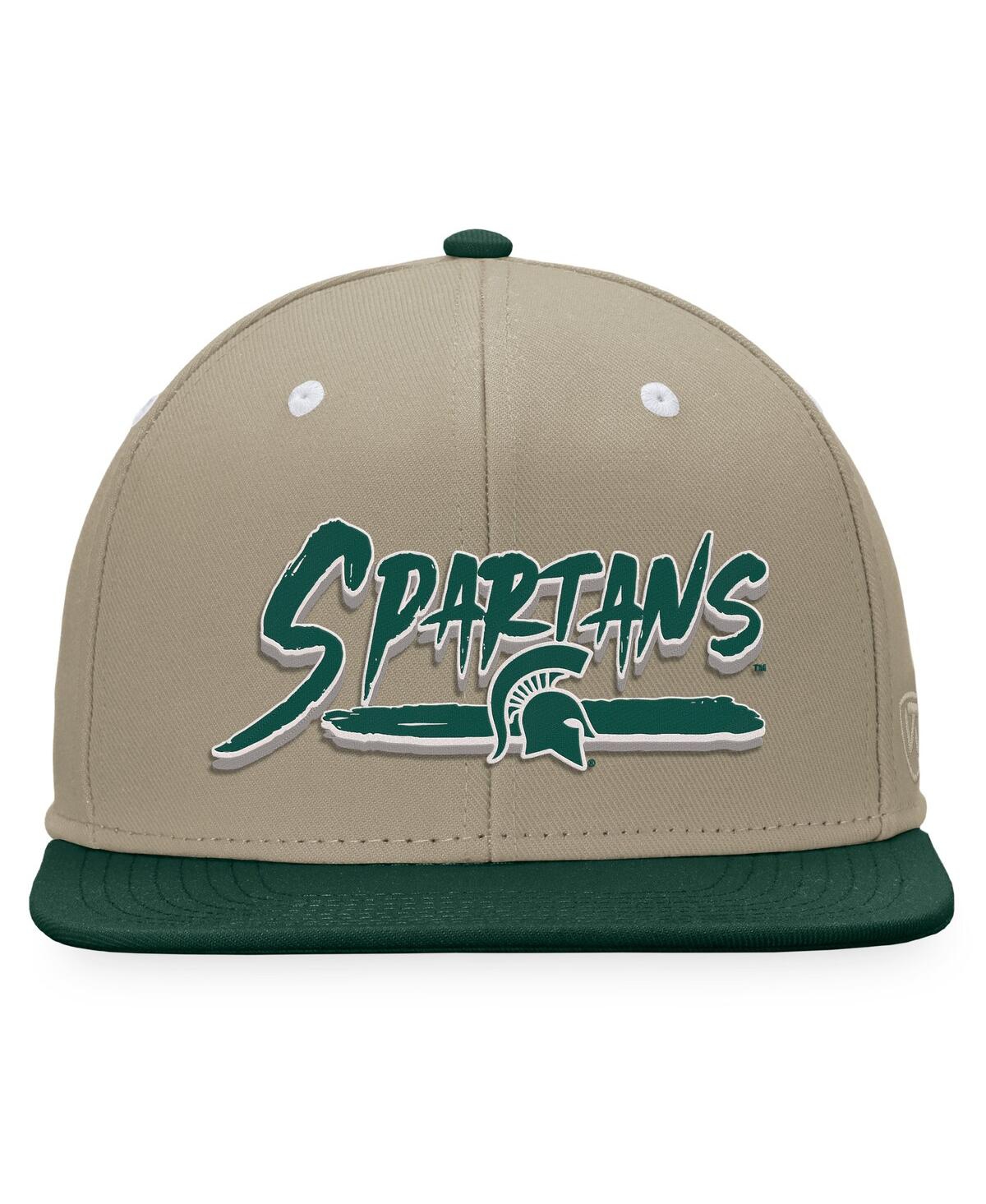 Top Of The World Men's Khaki/green Michigan State Spartans Land Snapback Hat In Khaki,forest Green