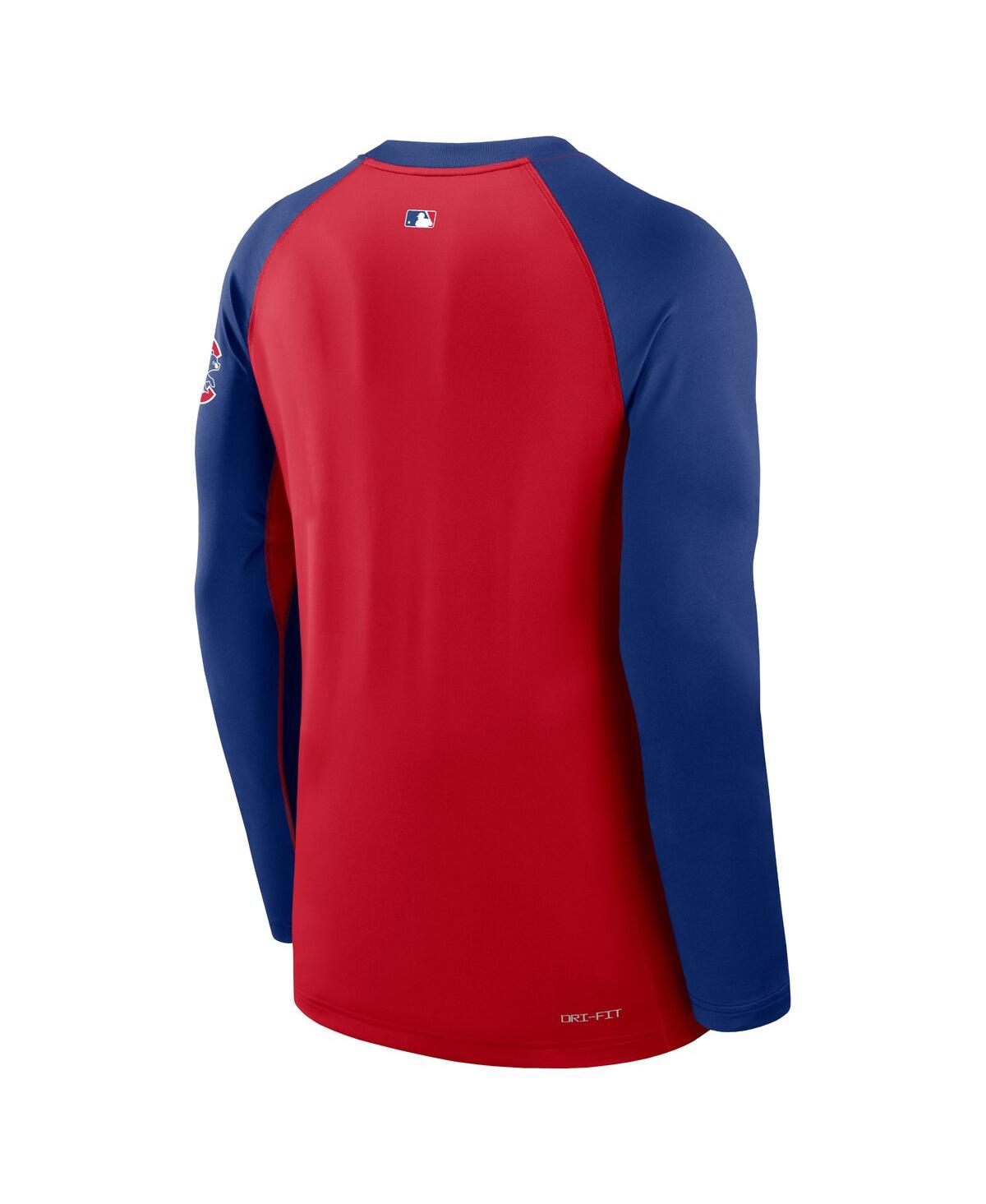 Nike Men'sChicago Cubs Authentic Collection Game Time Raglan Performance Long Sleeve T-Shirt - Red, Royal