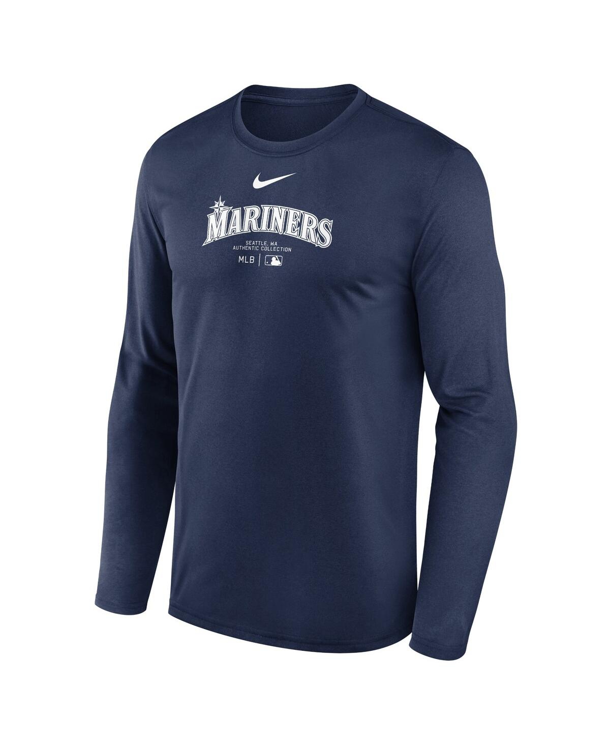 Nike Men'sSeattle Mariners Authentic Collection Practice Performance Long Sleeve T-Shirt - Navy