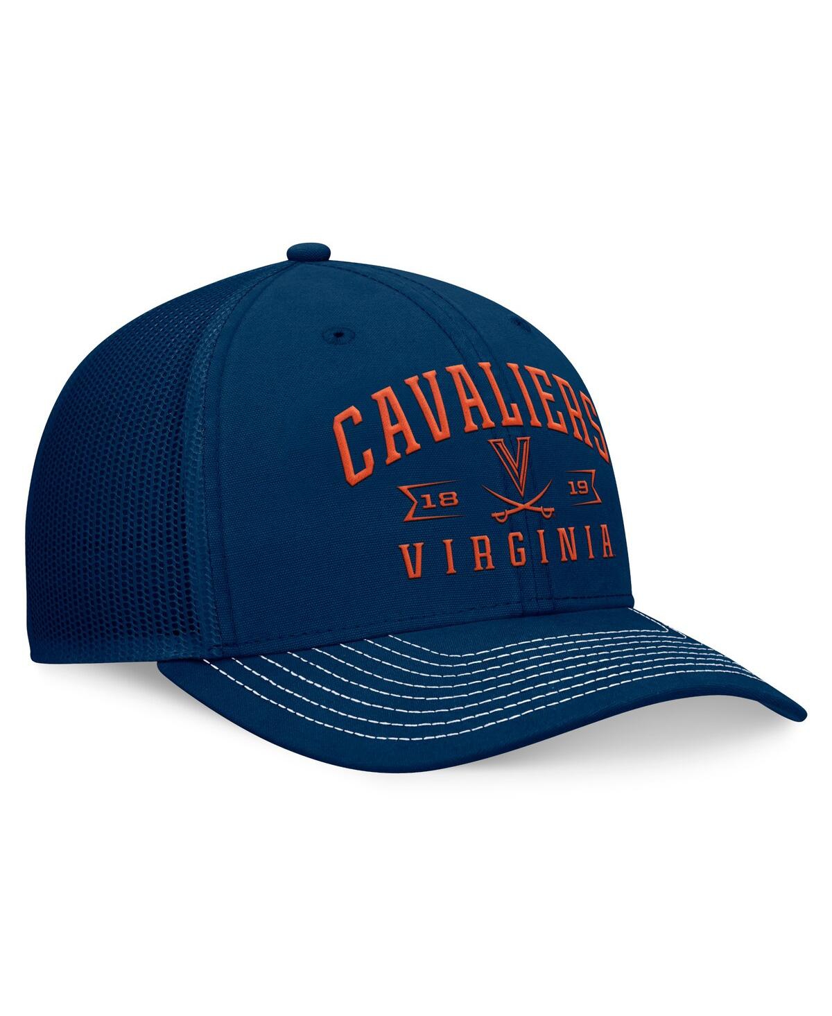 Top Of The World Men's Navy Virginia Cavaliers Carson Trucker Adjustable Hat In Navy