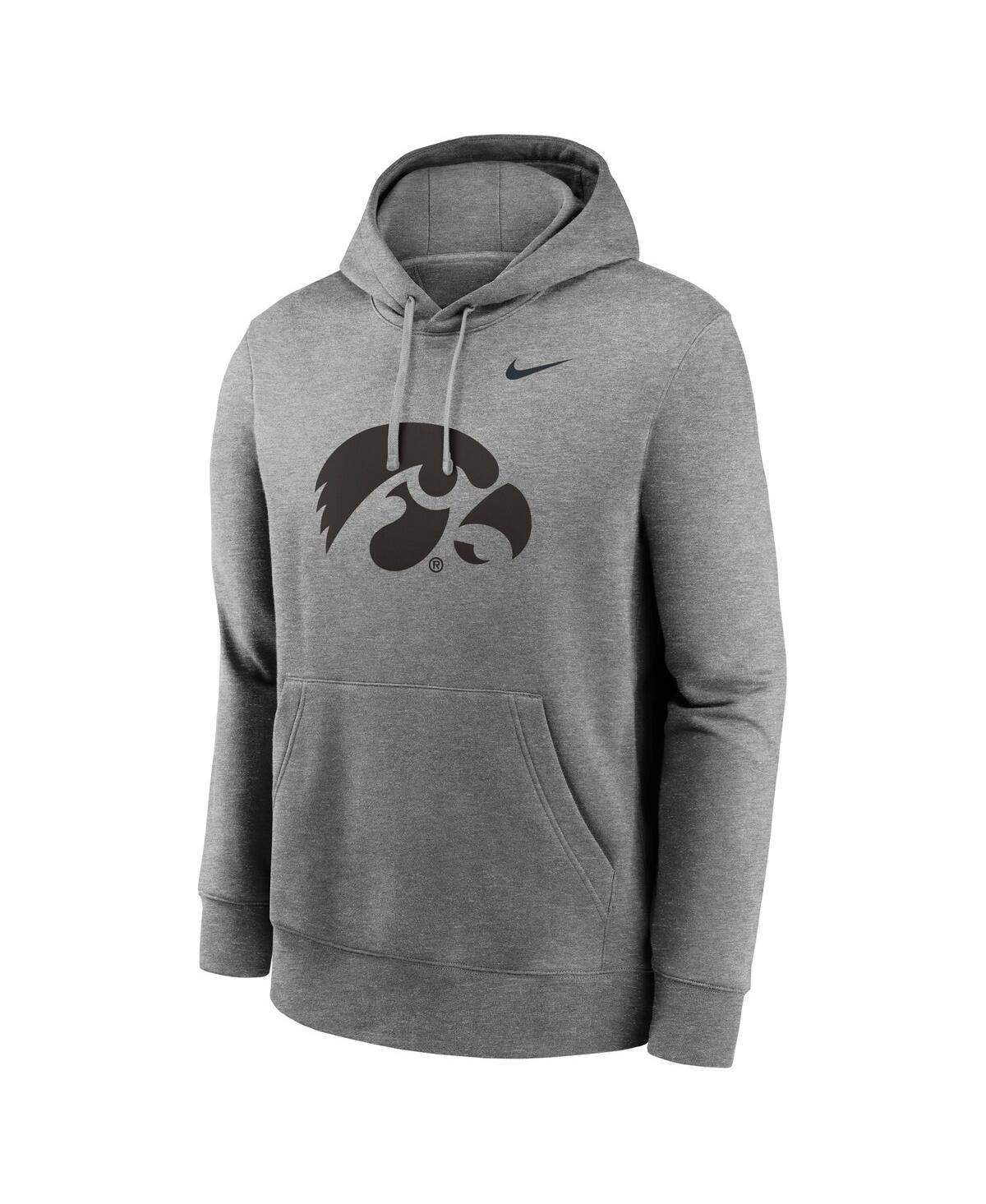 Nike Men'sIowa Hawkeyes Primetime Evergreen Club Fleece Pullover Hoodie - Heather Gray