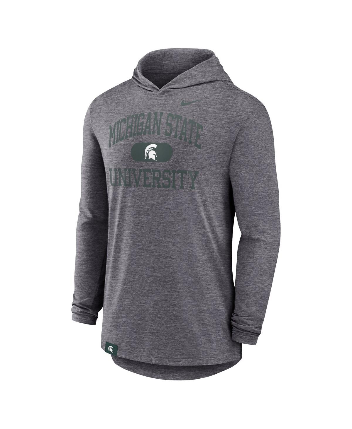 Nike Men's Heather Gray Michigan State Spartans Blitz Hoodie Long Sleeve T-shirt In Heather Gray