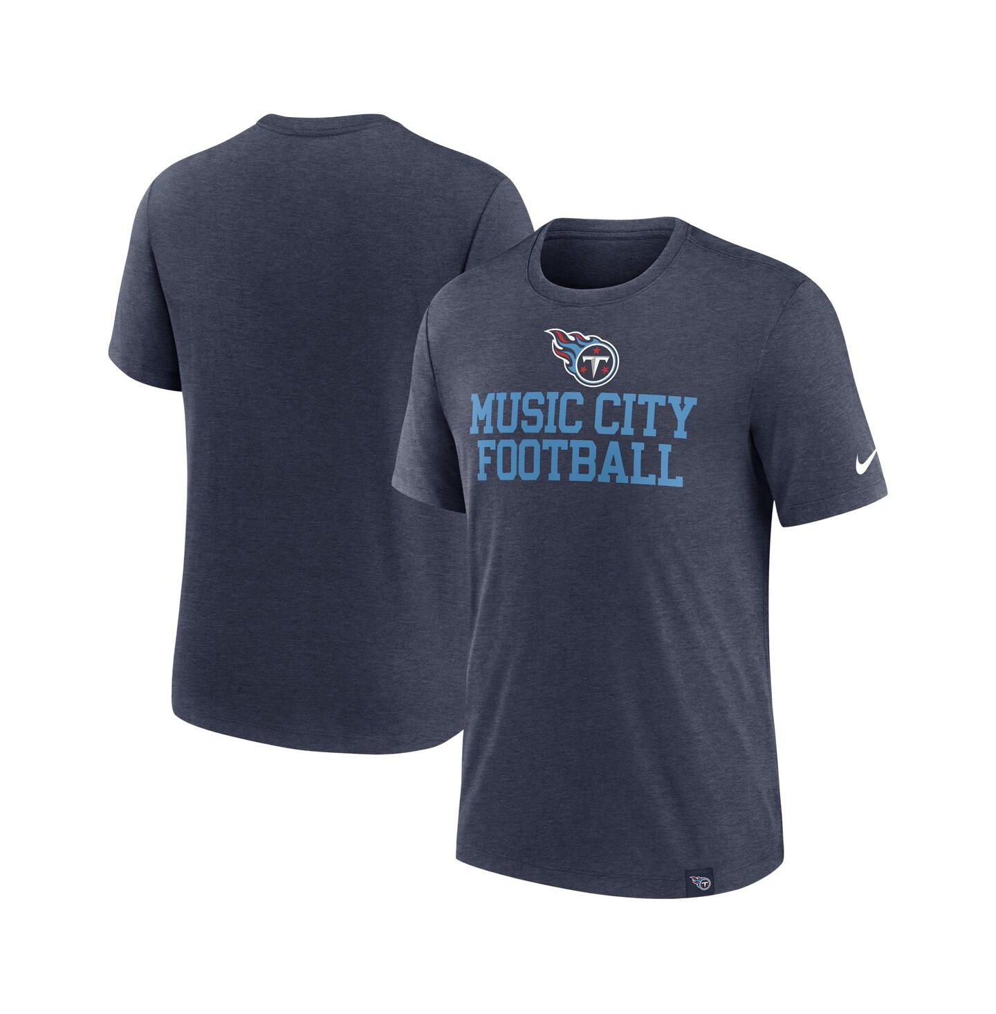 Мужская футболка Nike Heather Navy Tennessee Titans Blitz Tri-Blend — фото 1