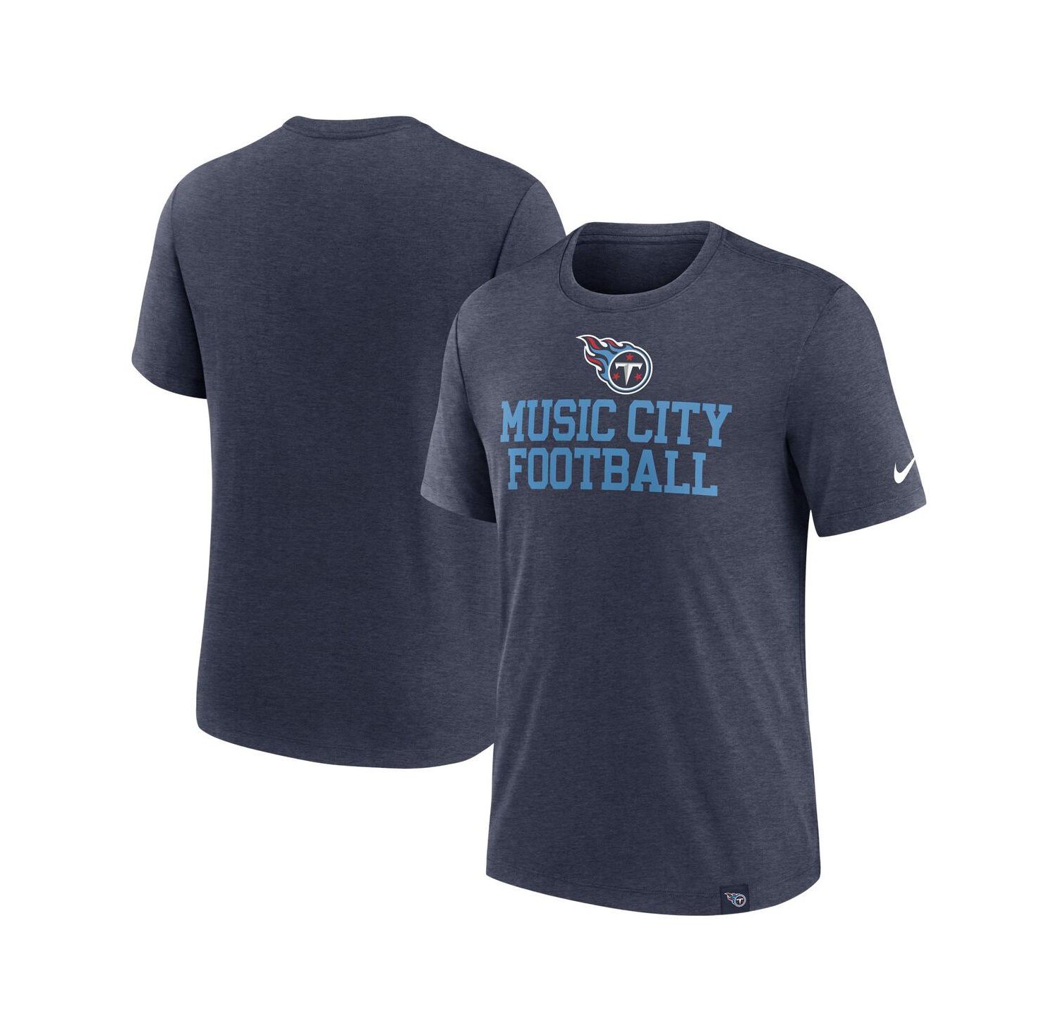 Men's Heather Navy Tennessee Titans Blitz Tri-Blend T-Shirt