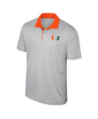 Men's Gray Miami Hurricanes Big Tall Tuck Striped Polo